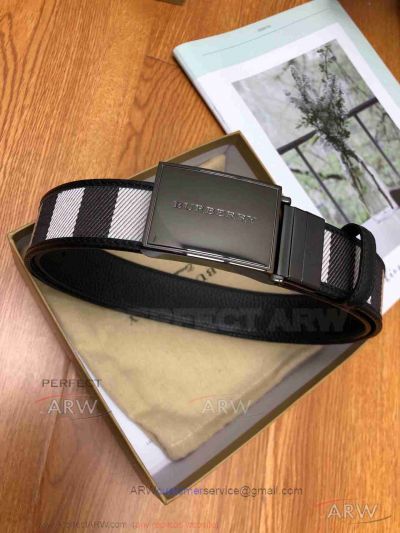 AAA Quality Burberry Vintage Check Leather Belt Plaque Buckle